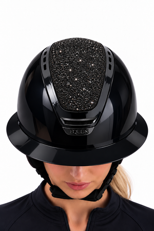 Kask jeździecki Sparkling Black szeroki daszek