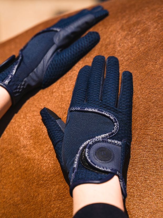 rękawiczki jeździeckie Soft Mesh granatowe Equus Brand