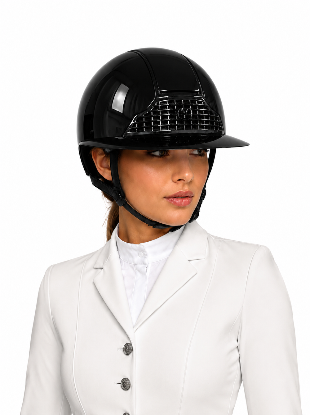 Riding helmet with a wide brim Mirror Gleam Black