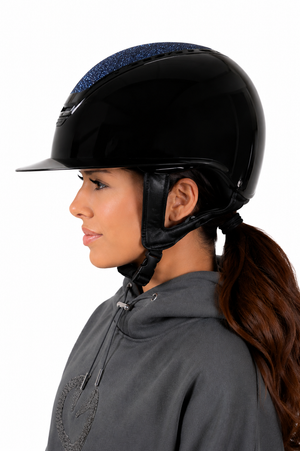 Sparkling Blue riding helmet wide brim