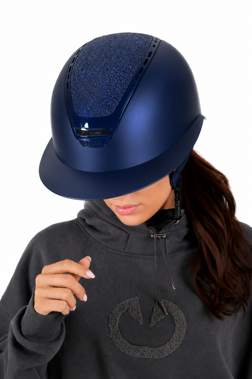Riding helmet Sparkling Navy matt wide brim