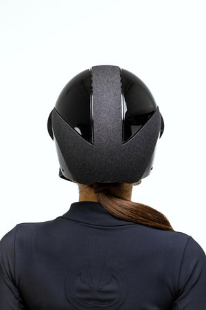 Glossy glitter horse riding helmet with a wide brim