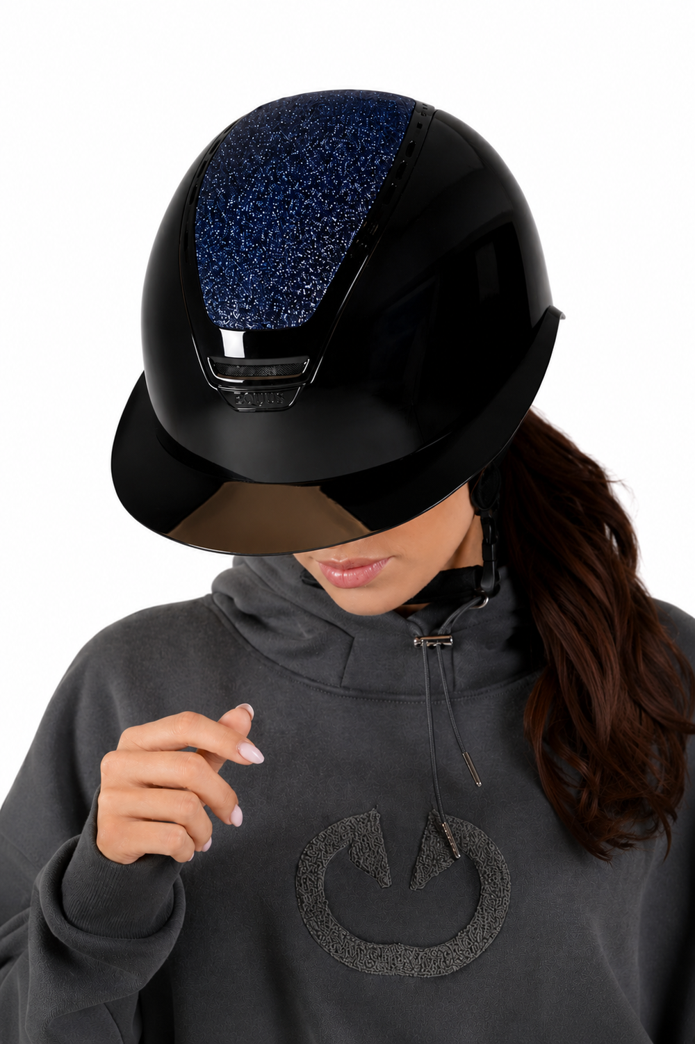 Sparkling Blue riding helmet wide brim