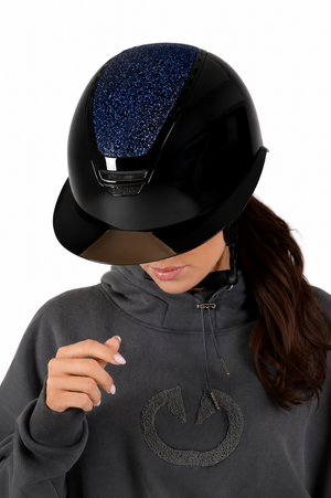 Sparkling Blue riding helmet wide brim