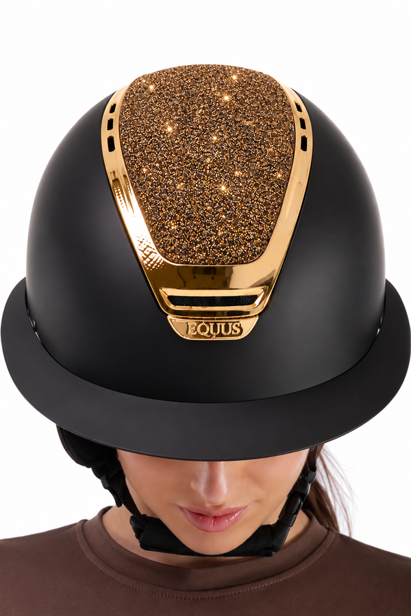Golden Sparkling wide visor Air Pump riding helmet
