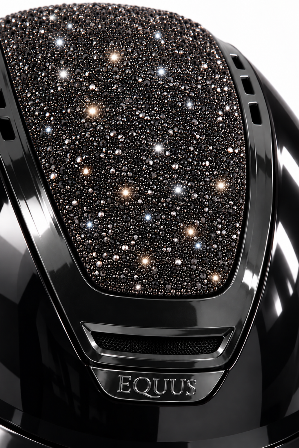 Sparkling Black wide brim riding helmet