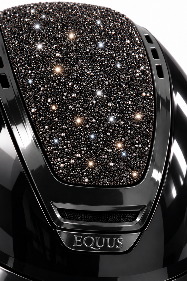 Kask jeździecki Sparkling Black szeroki daszek