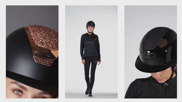 Wideo prezentujące kaski jeździeckie Equus Brand – różne modele, detale wykończenia i dopasowanie
