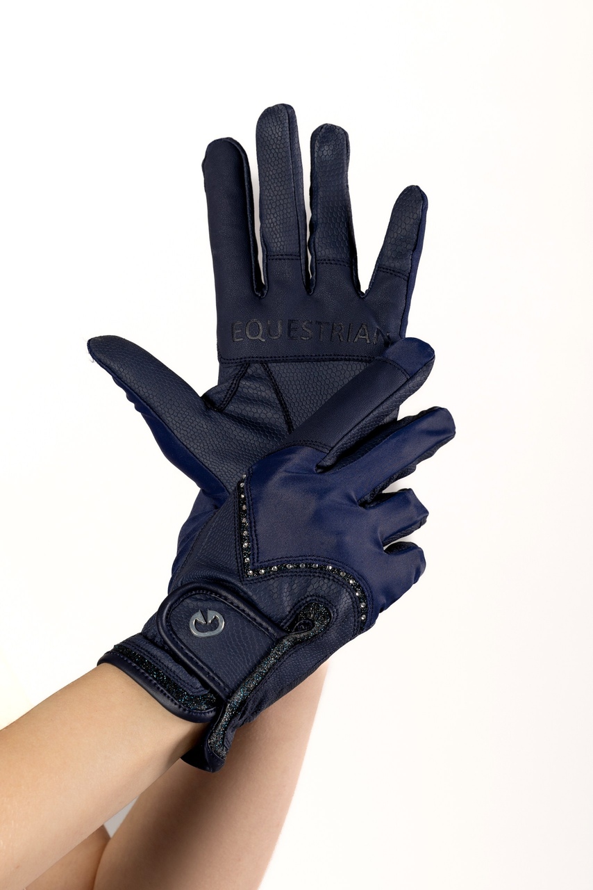 rękawiczki jeździeckie Glitter Navy Equus Decathlon