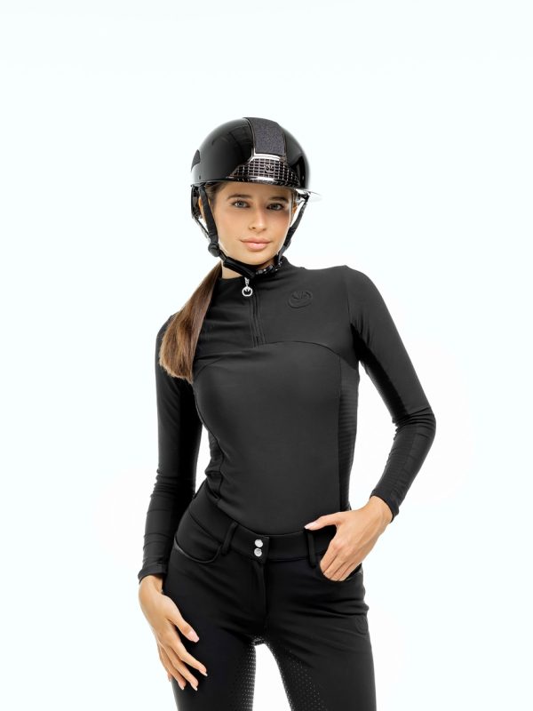 bluzka jeździecka techniczna MotionTech czarna przód