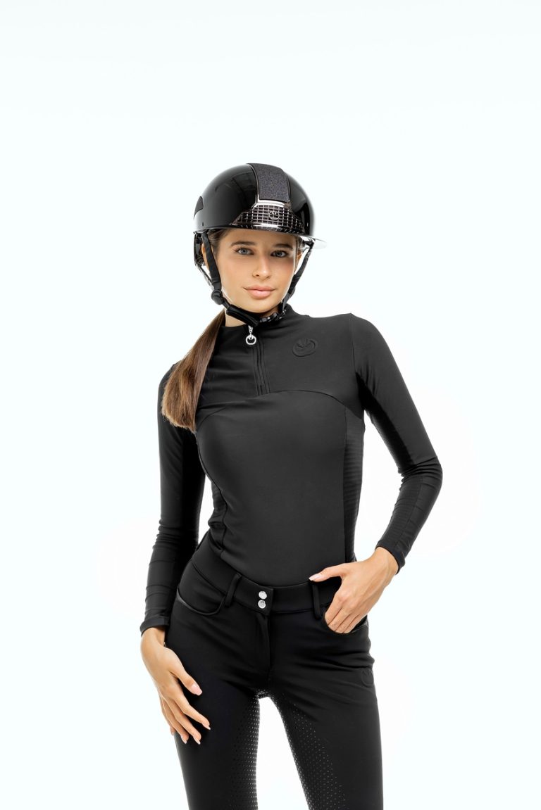 bluzka jeździecka techniczna MotionTech czarna przód