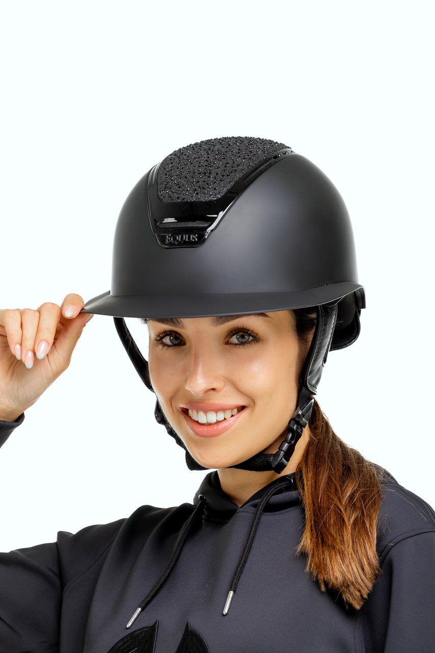 kask jeździecki Sparkling szeroki daszek z kryształkami